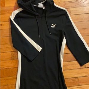 Black Puma quarter zip dress with hood